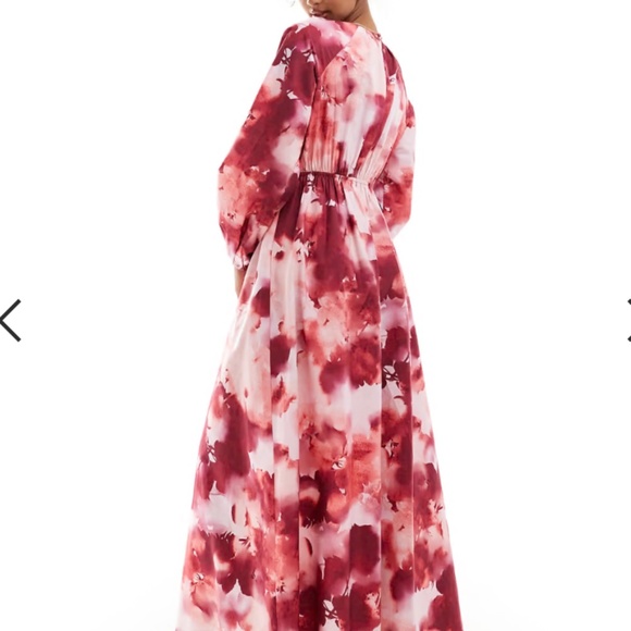 ASOS DESIGN maxi dress with ruched seam detail in blurred rose print - Picture 4 of 4